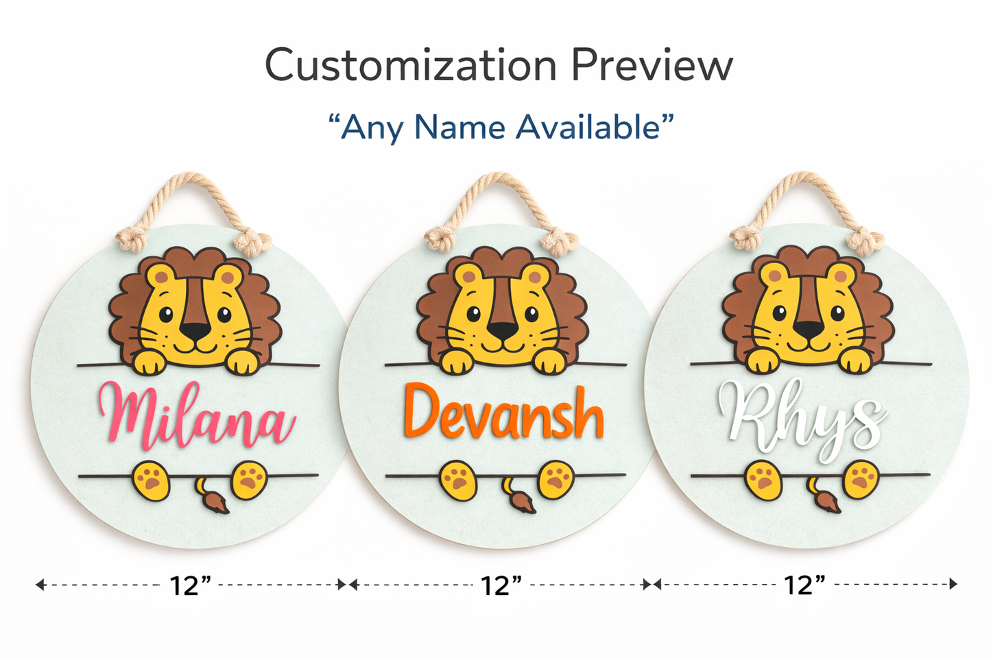 Custom Kids Name Plaque with Lion Theme | Wall Decor